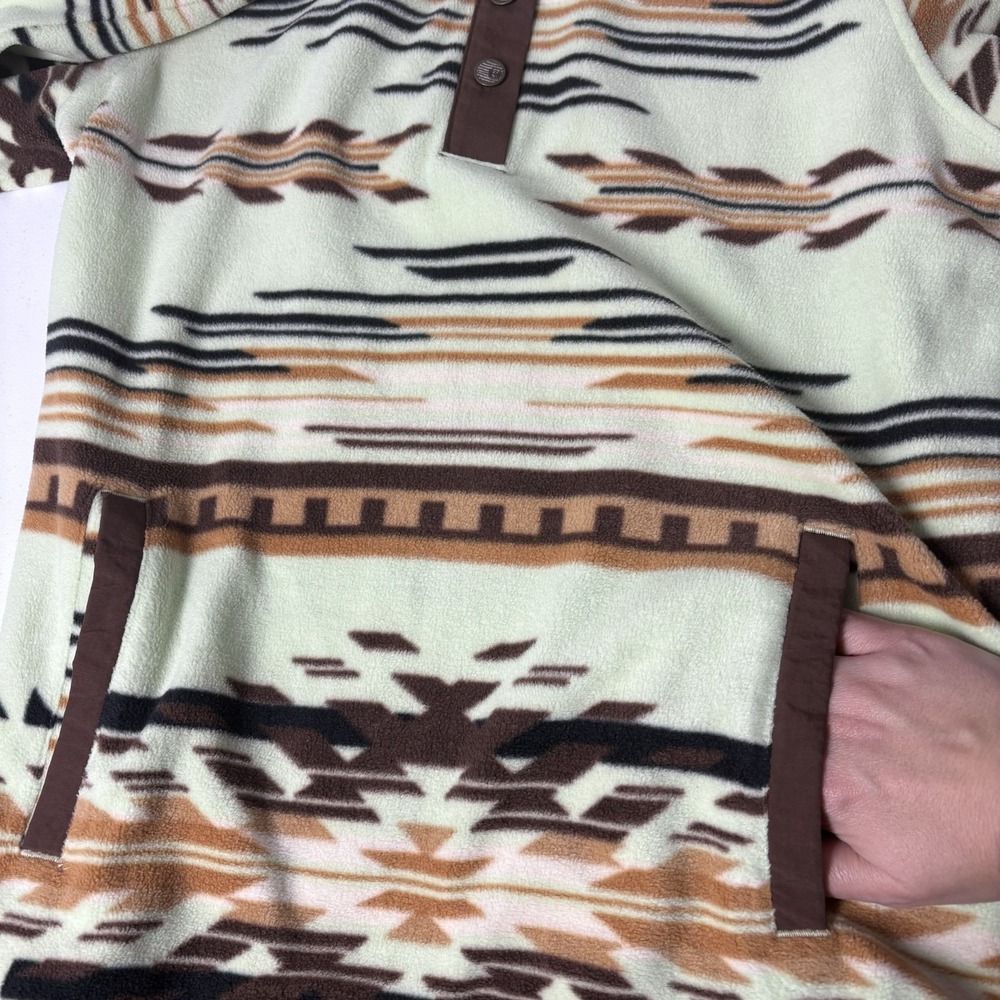 Cinch Womens Southwestern Fleece Pullover Size S Mint Green Brown Aztec Pattern - Picture 9 of 11